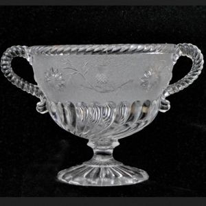 EDWARD MOORE 1887 2 HANDLED SUGAR/TAZZA FROSTED WITH THISTLES & DAISIES  ☆